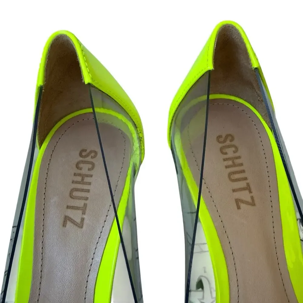 Schutz 250061 Womens Garthy Pointy Toe Pump Neon Yellow Size 8.5 B